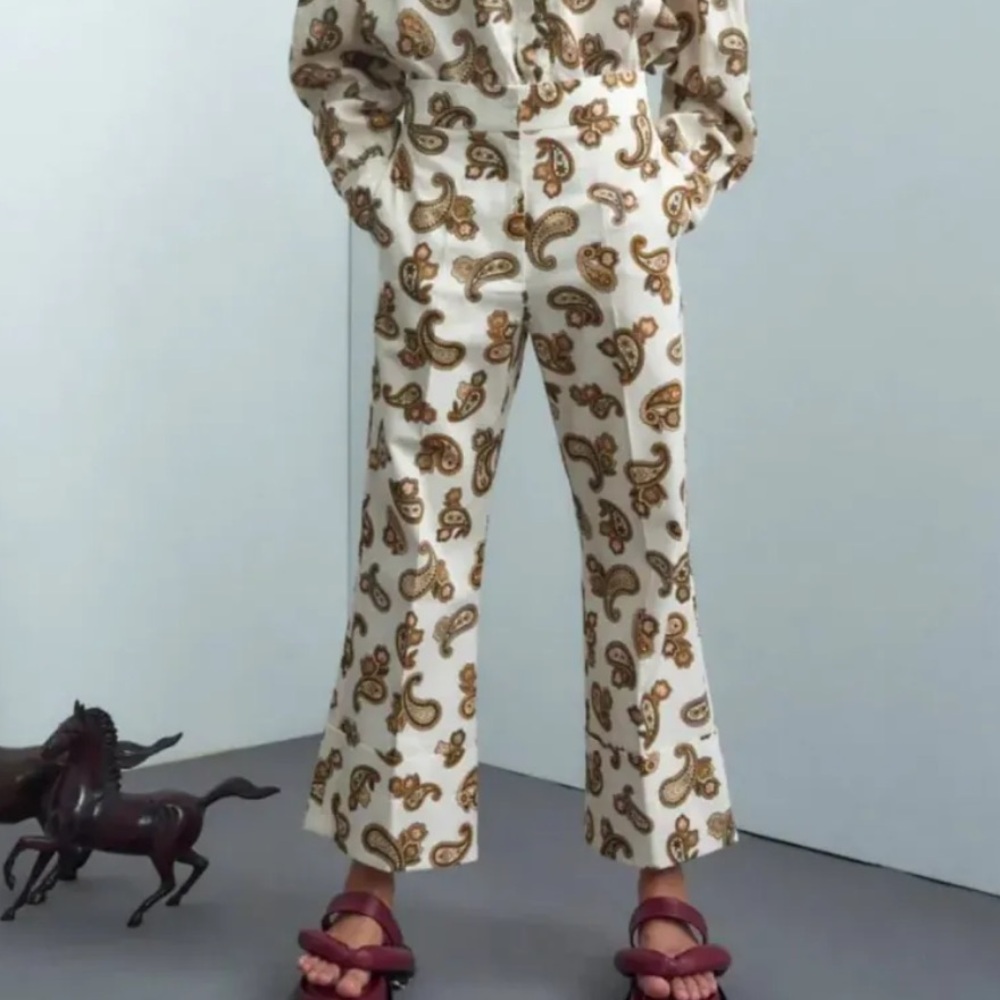 Alemais Cream Paisley Wide Leg Jeans